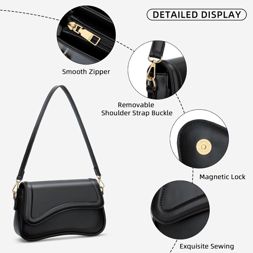 Shoulder Bag for Women Small Clutch Purses Cute Hobo Handbag Trendy Underarm Bag - Picture 3 of 7